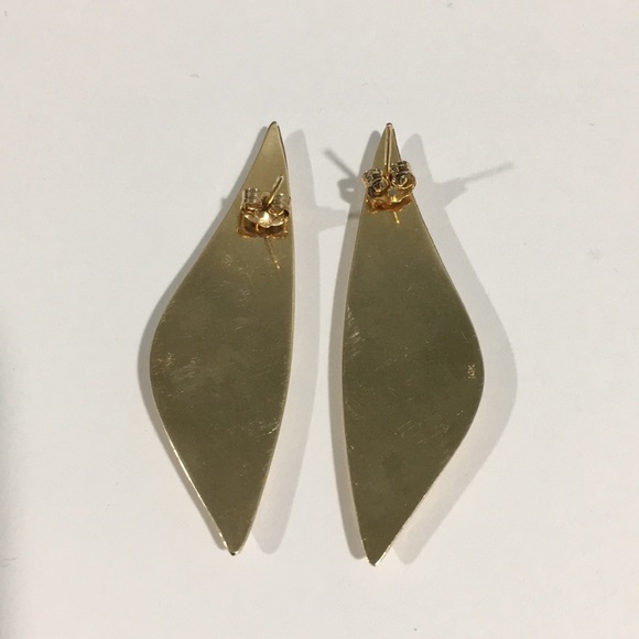 14k Yellow Gold Drop Dangle Earrings Push Backs - Picture 4 of 4